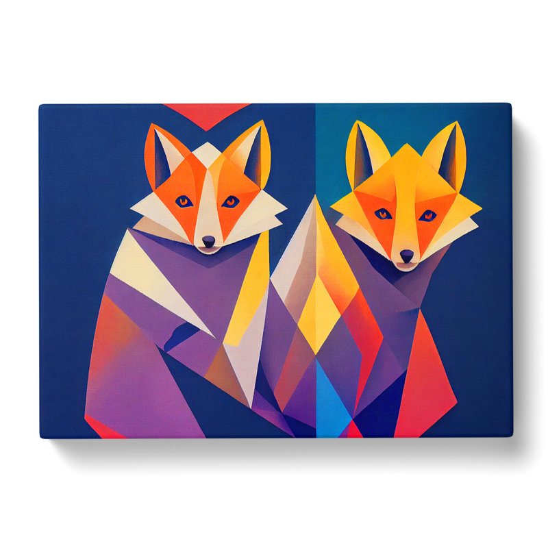Two Abstract Foxes Vol.1 - Wrapped Canvas, 50cm H x 76cm W x 3cm D