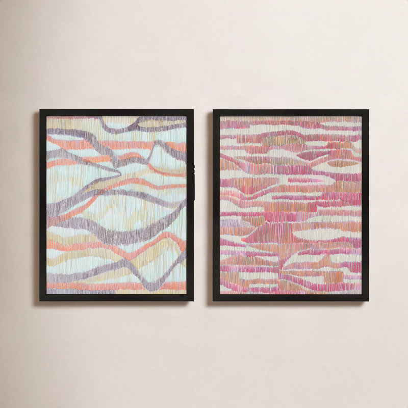 Rhythm & Ripples. Set Of 2 by Jacques Pilon - 2 Piece Single Picture Frame Painting Set, Black, 20" H x 16" W x 1.25" D