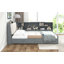 Lit plateforme en bois avec tête de lit, tablettes et 2 tiroirs-589830538-589830582