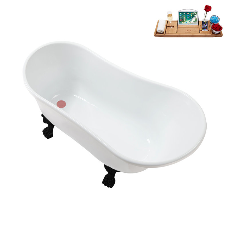 51.2'' x 25.6'' Soaking Acrylic Bathtub, Matte Black, Matte Pink