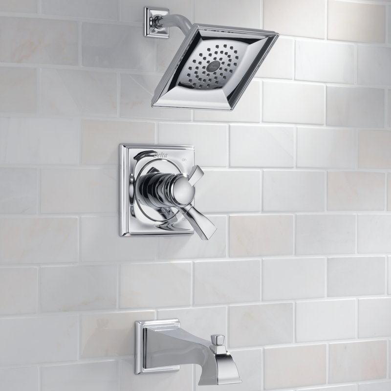 Robinet inverseur pour baignoire et douche avec poignée levier et moniteur Dryden, Chrome