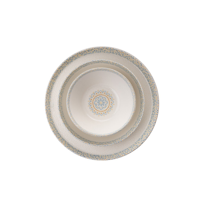18-Piece Dinner Set, 100% Porcelain, Grey & White | Includes 6 Service Plates (9.8 x 9.8 x 1.0 in), 6 Bowls (5.5 x 5.5 x 1.8 in), 6 Plates (7.5 x 7.5 x 1.0 in) | Dishwasher & Microwave Safe | Elegant and Durable Design for Everyday Use