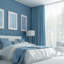 Art mural encadré bleu et blanc avec motif géométrique, ensemble de décoration murale géométrique moderne bleu