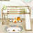 Twin Wooden Low Loft Bed With Slide And Safety Guardrails-1819501299