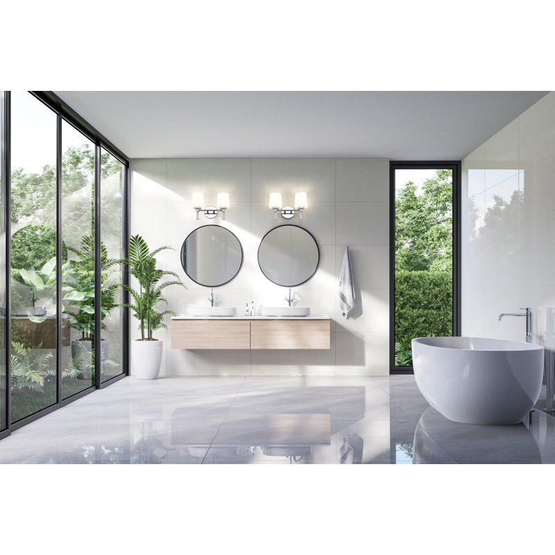Meuble-lavabo 2 lumières Henri 14 po Chrome, Chrome chrome