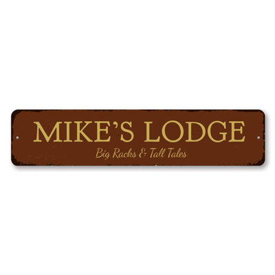 Enseigne en aluminium Big Racks & Tall Tales Lodge