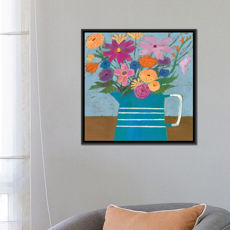 « campagne flore i », reproduction sur toile, H 26 po x l 26 po x P 1,5 po, Toile encadrée noire, Pas de tapis