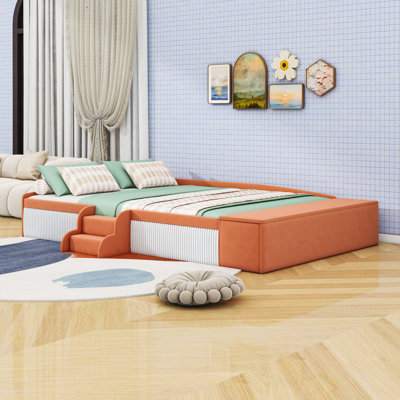 Upholstered Daybed with Gas Lift Storage Ottoman