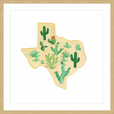 « texas cactus », reproduction de peinture à l’aquarelle encadrée