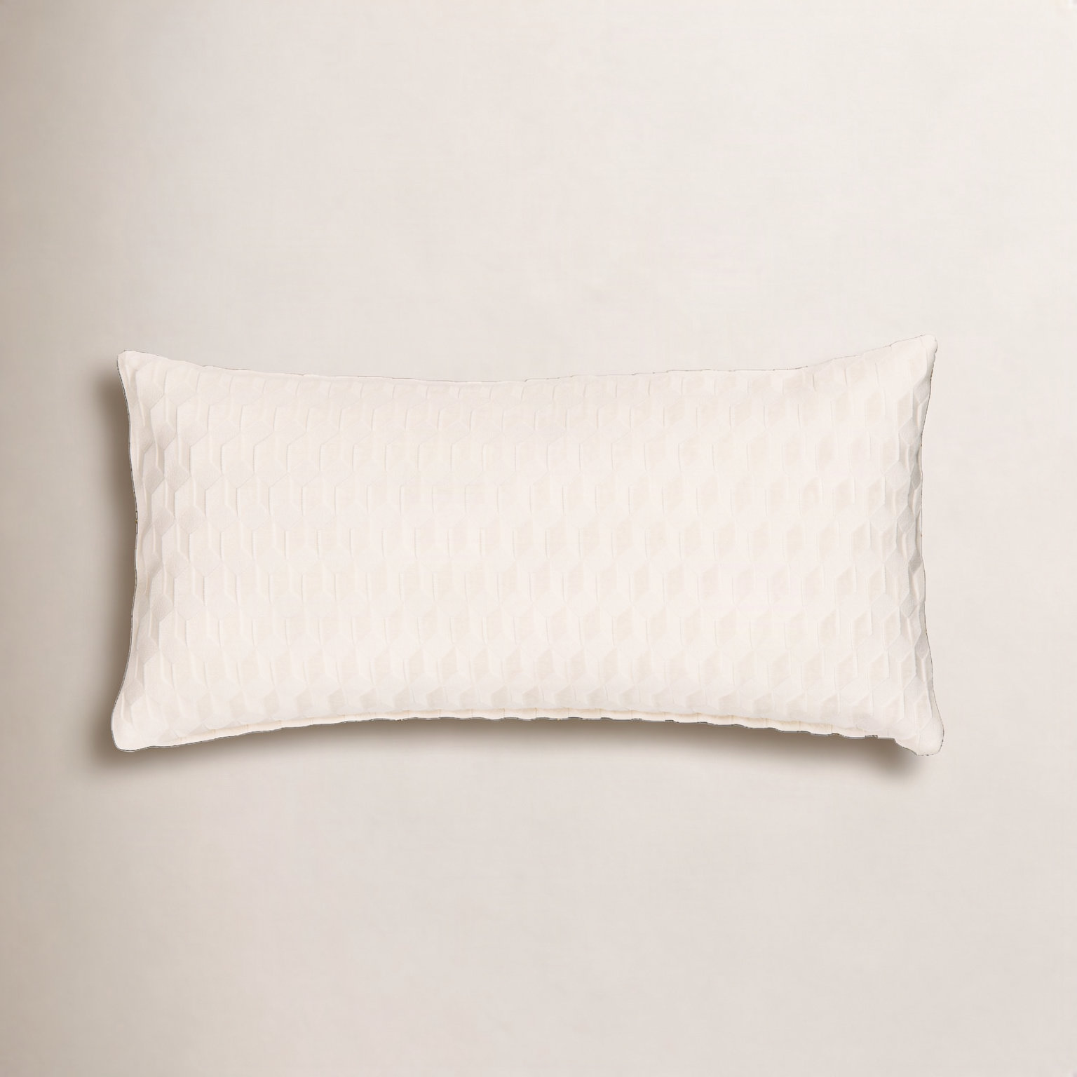 Prudence Throw Pillow, Rectangle 14"H x 26"W, Feather, Cream Geometric