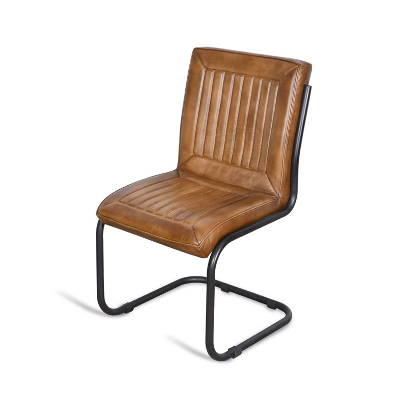 Auterson 18.9cm H Leather Upholstered Metal Upholstered Back Accent, Brown