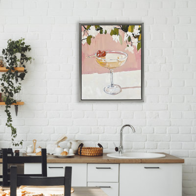 Pink Cocktail with Apple Blossoms Floating Frame, design by Riley B