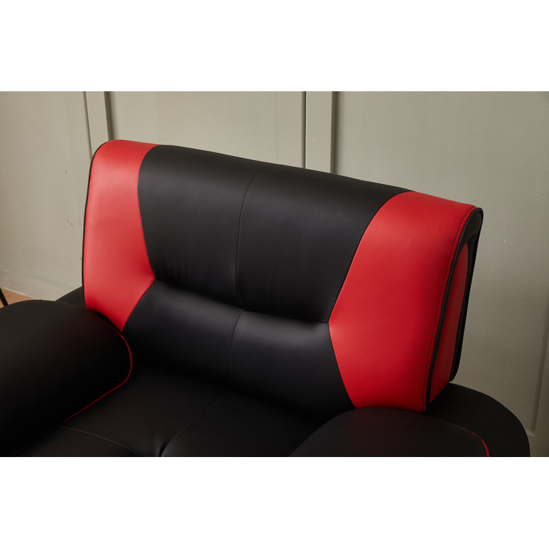 Chaise de salon Ehan, Similicuir rouge / noir