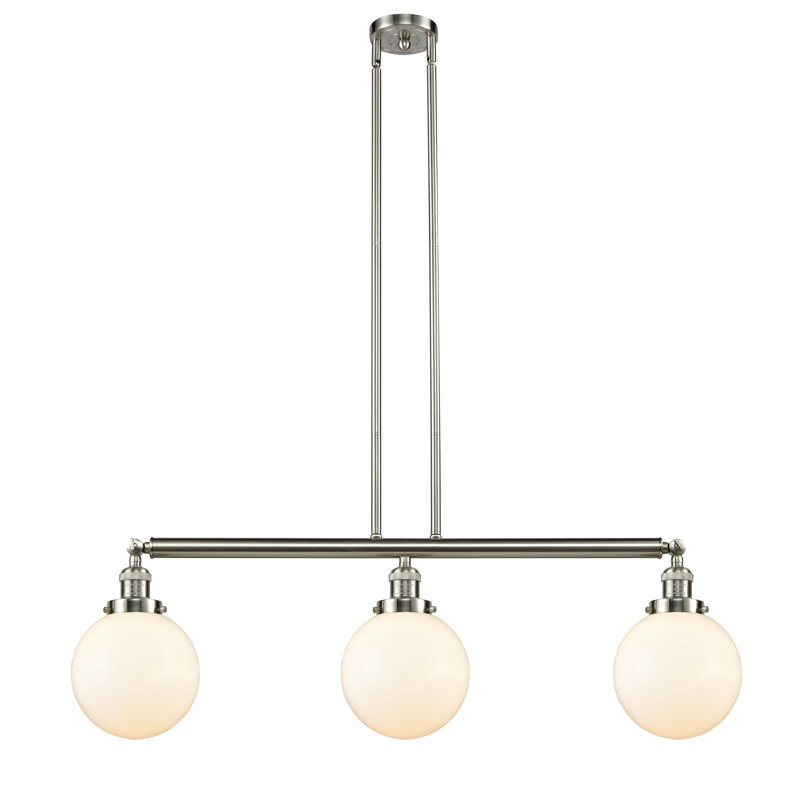 Clementina 3 - Light Kitchen Island Pendant, 6 Watt Vinage LED Bulb, Matte White Cased, Black Antique Brass