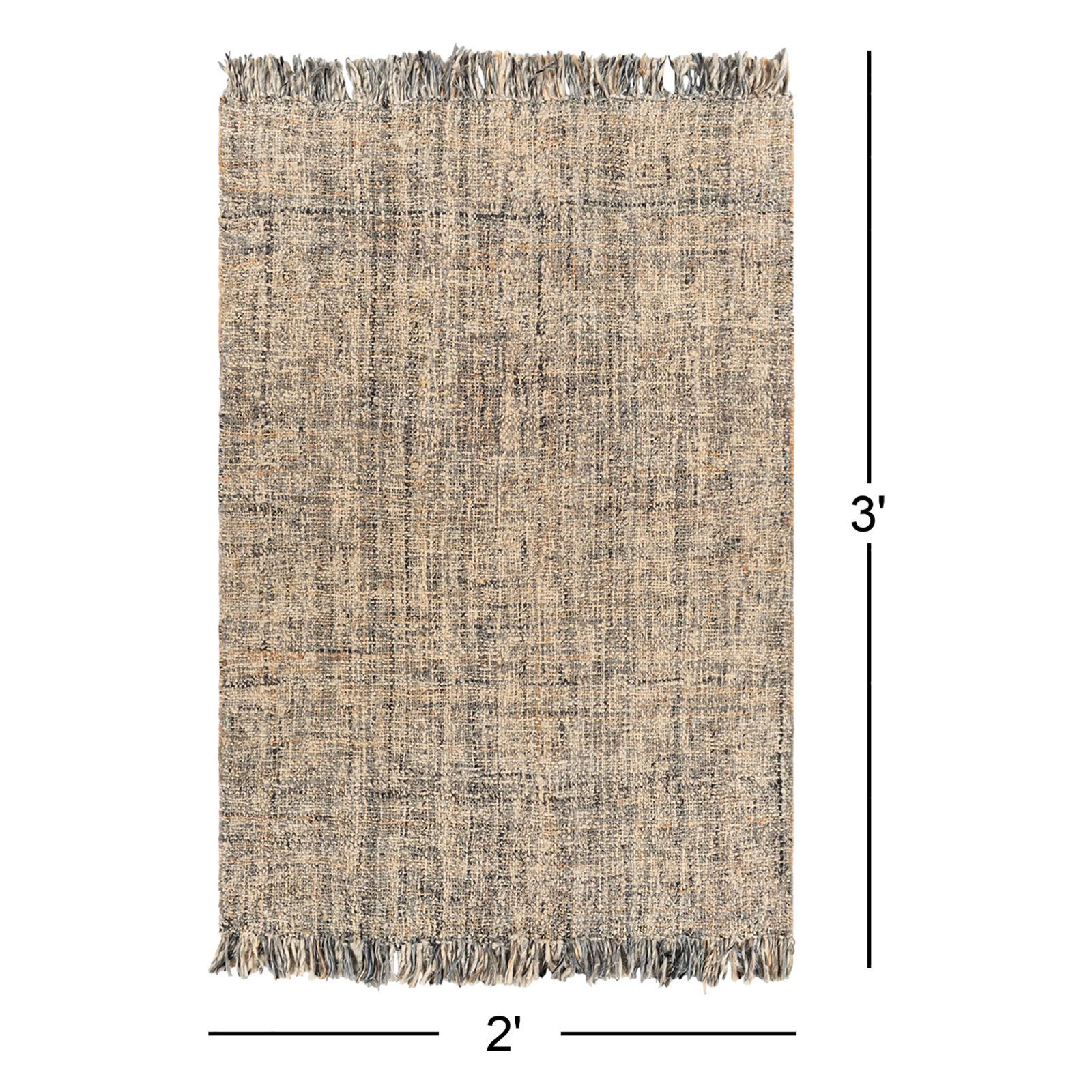 Bedivere Gray Beige Hand-Woven Jute Rug, Rectangle 2' x 3'