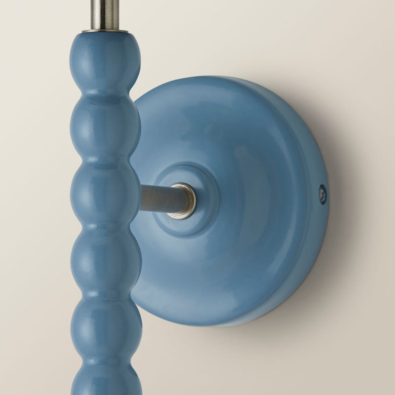 Alderic Manufactured Wood Armed Sconce, Blue, Blue, No