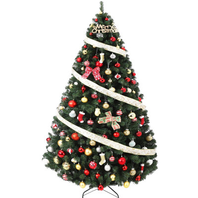 Christmas Tree, Premium Unlit Hinged Design, Dense Realistic Holiday Decor w/Easy Assembly