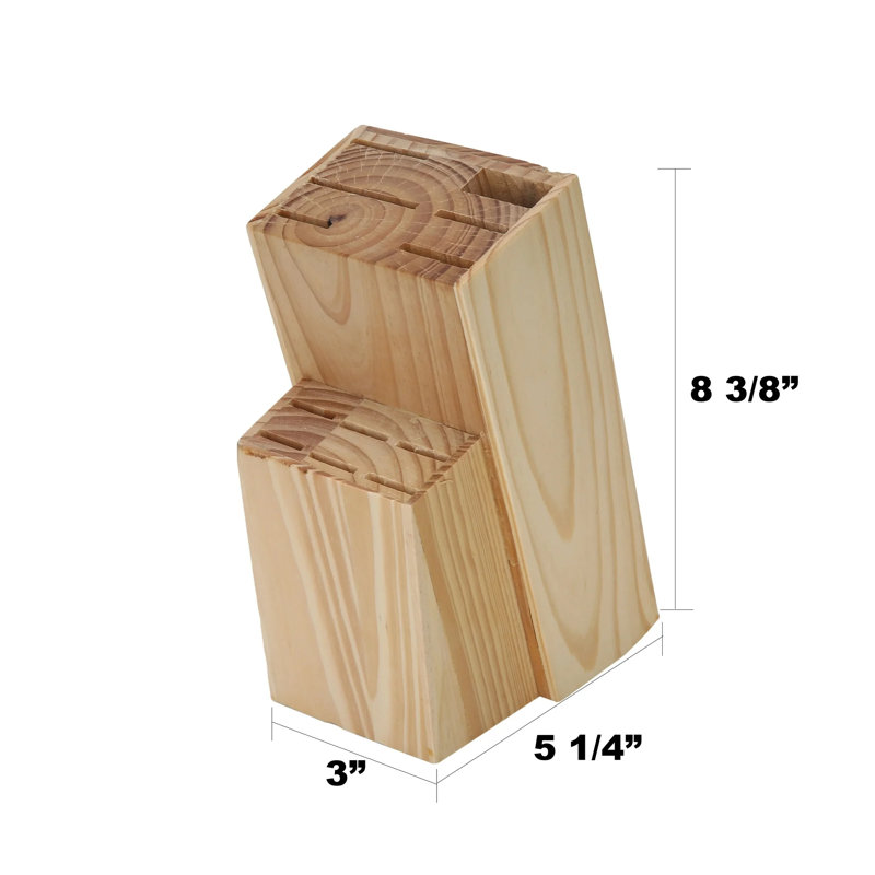 Ensemble 23 pièces de couteaux tout-en-un avec poignées souples, ustensiles de cuisine et planche à découper | Rangement en bois de pin naturel