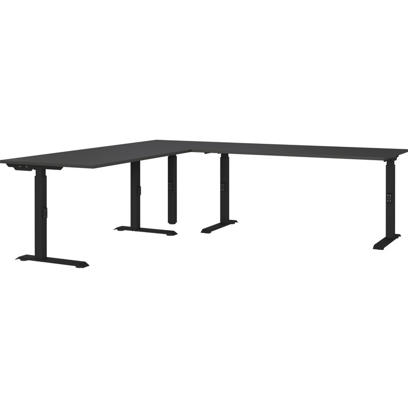 Mastandrea Adjustable L-Shaped Metal Base Standing Desk, Graphite, 91cm H x 240cm W x 220cm D