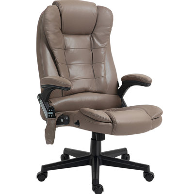 Dark Brown Chair With Heating And 6 Point Vibrating Massage - Reclining , Padded , Supportive Heat, Ergonomic Design