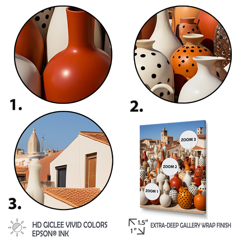 Décoration murale grecque poterie grecque II - Boho, Cadre flottant blanc, H 40 po x l 30 po