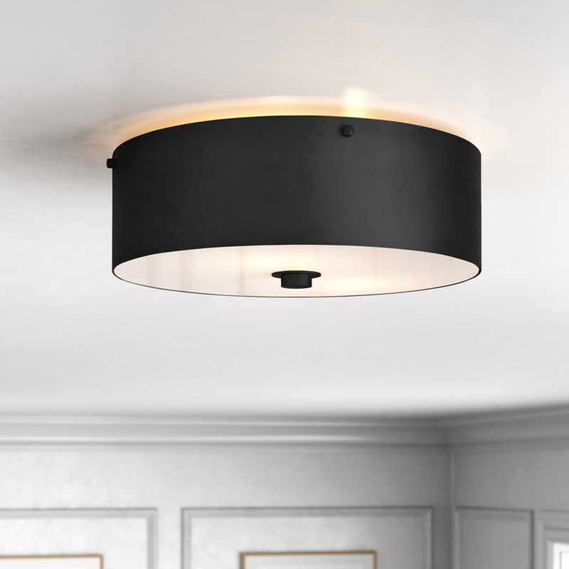 Plafonnier encastré 2 lumières 12 po Julie, Noir mat / blanc