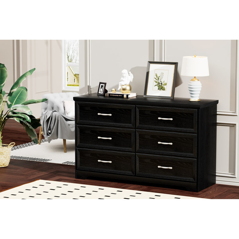 Commode de chambre à coucher avec 8 tiroirs Ahmadou Huffine, Noir 1