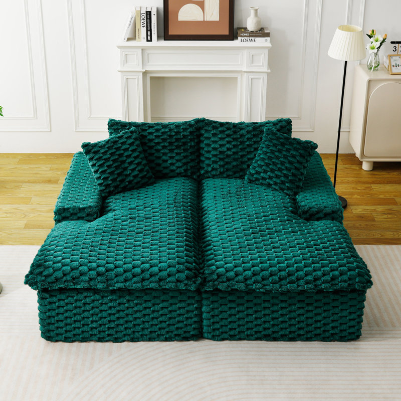 Chaise longue double en velours Turtle, Vert