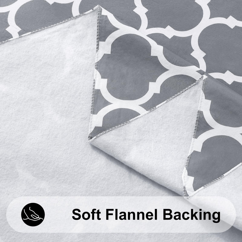 Gray Waterproof Vinyl Rectangle Tablecloth with Flannel Backing