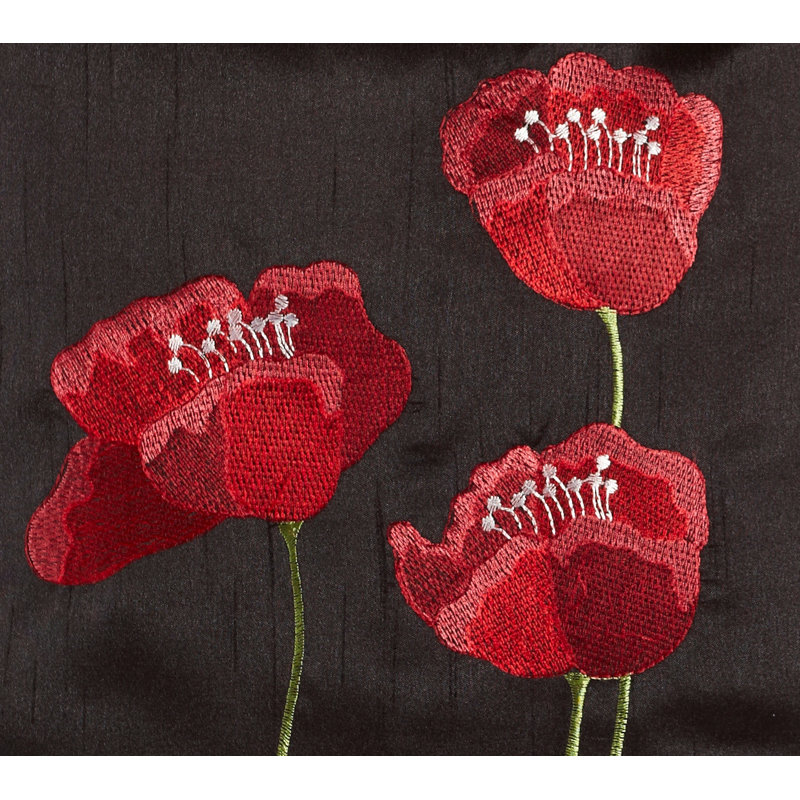 Dav Floral Cream Square Cushion, Black, 45 cm H x 45 cm W x 15 cm D
