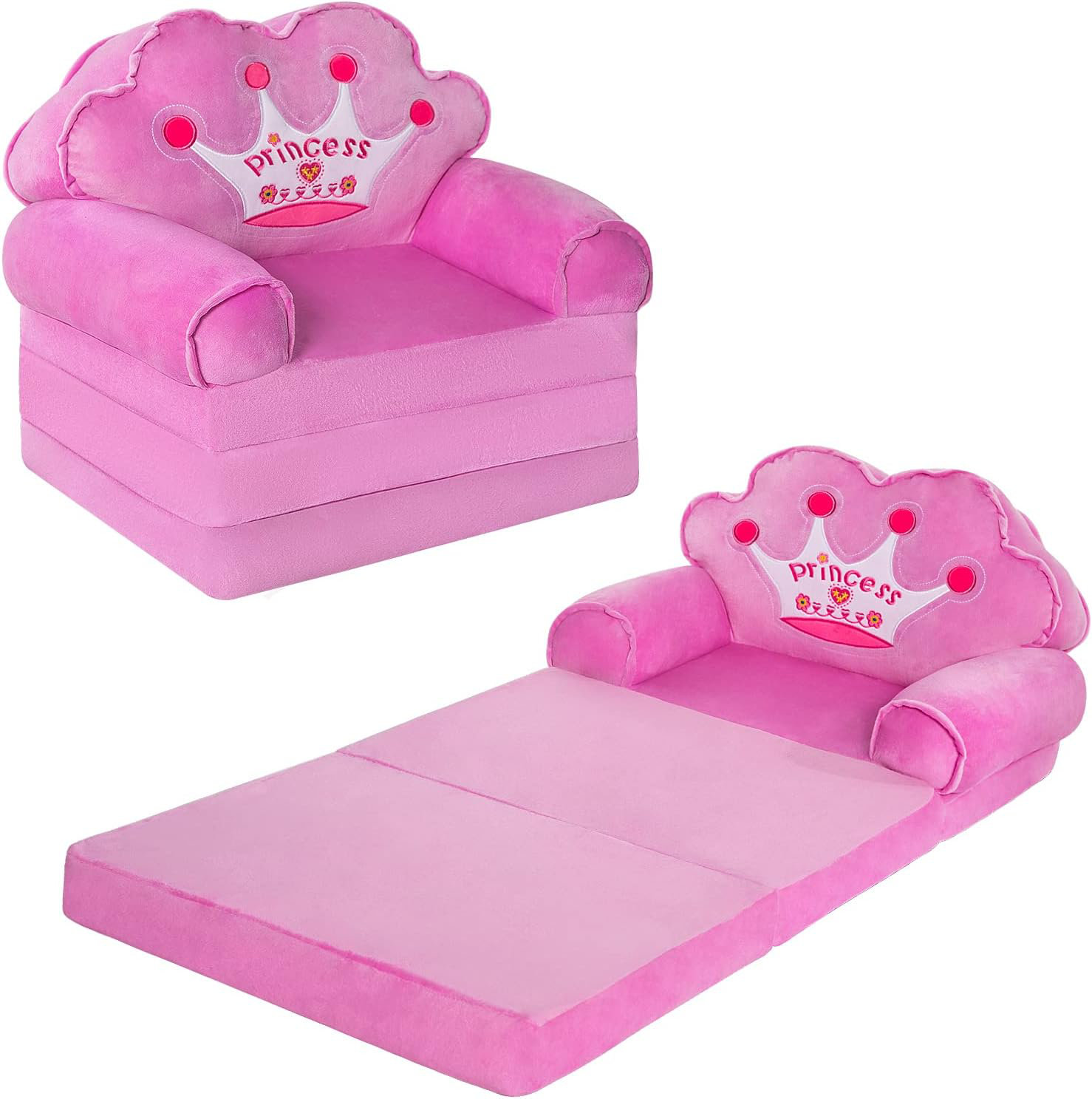 Gemma Violet Kids Couch Fold Out, Foldable Princess Chair For Toddlers ...
