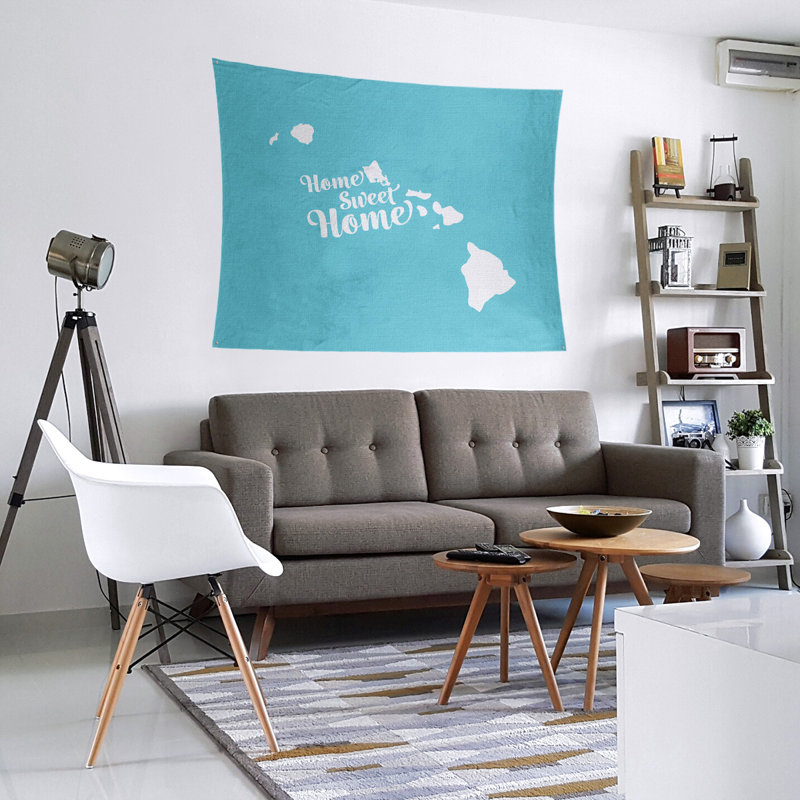 Tapisserie murale honolulu doux pour la maison, H 27,5 po x l 37,5 po, Bleu sarcelle