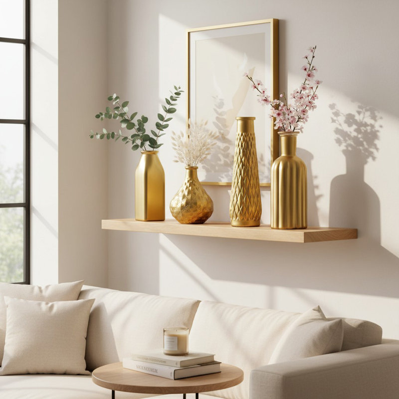 Glass Table Vase, 4, Gold