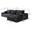 Canapé modulaire 107 po avec méridienne en L 107 po, canapé modulaire moderne avec assise profonde, canapé rembourré pour la chambre à coucher du salon, aucun assemblage requis, noir (tissu velours côtelé moelleux), noir-131106133