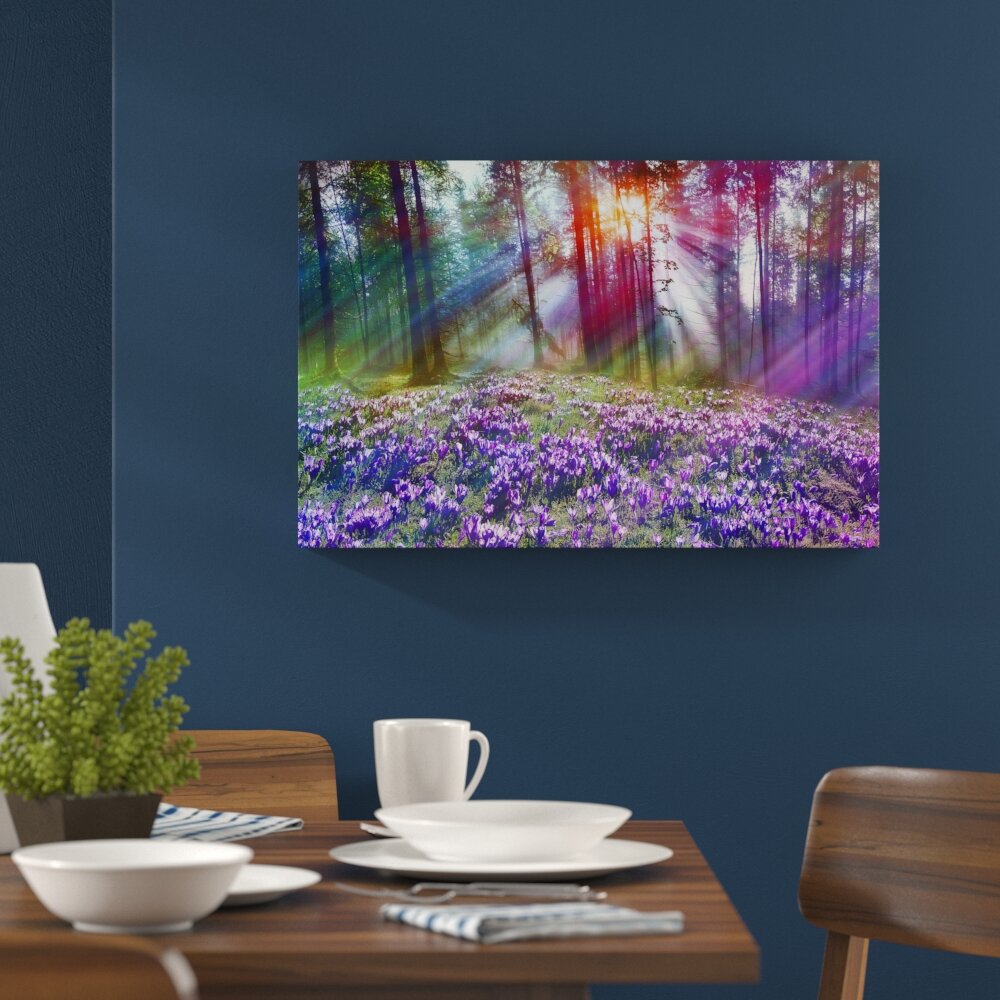 Leinwandbild „Lavendel im Wald“, Grafikdruck