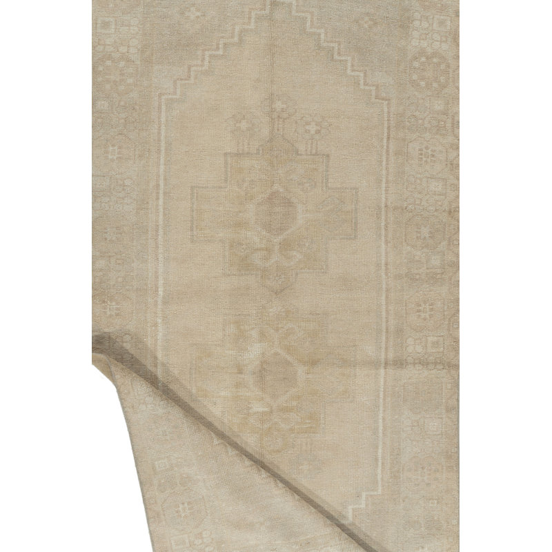 One-of-a-Kind 3'6 X 6'7 1940s Wool Area Rug in Ivory/Pale Camel/Taupe