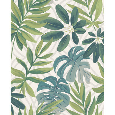 Rouleau de papier peint à motif de feuilles de L 33 pi x l 20,5 po Moonlight