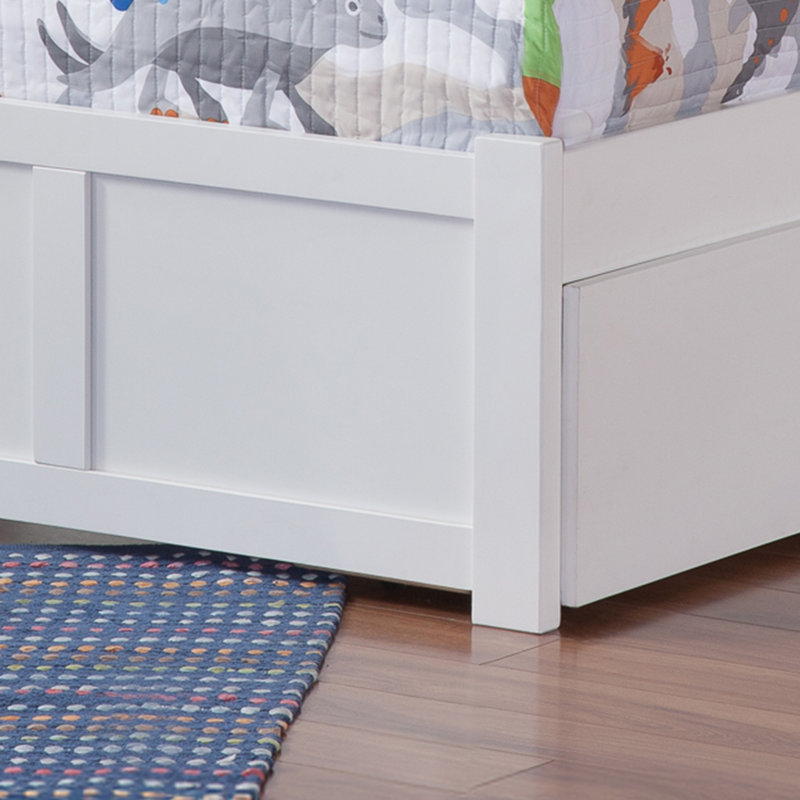 Lit plateforme avec lit gigogne en bois massif et manufacturé Lempley, Lit simple, Blanc