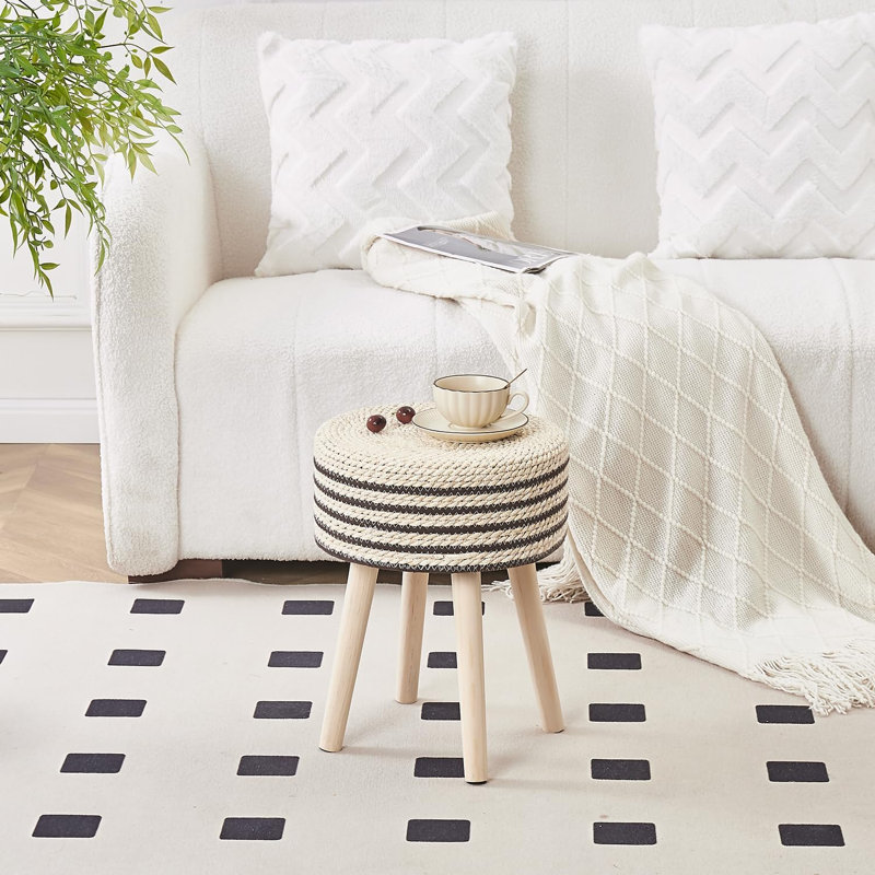 Repose-pieds ronds rembourrés, Noir, noir, noir, noir