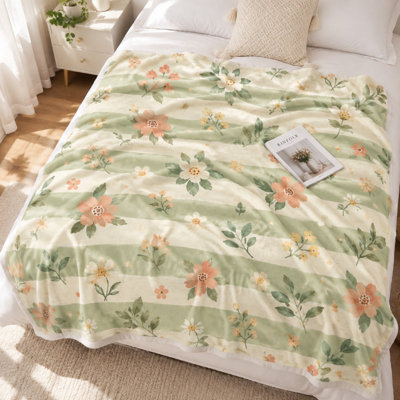Couverture en flanelle à imprimé floral (1 pièce) – Douce et chaude ; Lavable à la machine. Parfait pour se détendre à la maison ou se blottir sur le canapé. Polyvalente, elle convient à toutes les saisons. Un cadeau attentionné parfait pour vos proches. Facile à transporter pour les activités de plein air. Convient également pour la literie et le canapé.