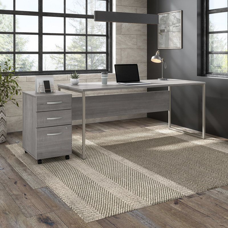 Bureau hybride, H 29,91 po x l 71,02 po x P 29,37 po, Gris clair
