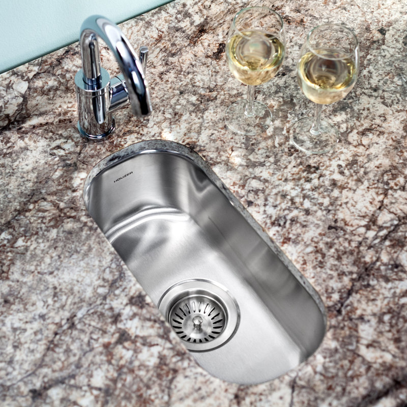 Évier de bar encastrable en acier inoxydable avec crépine et grille Houzer Club - CS-1105-C