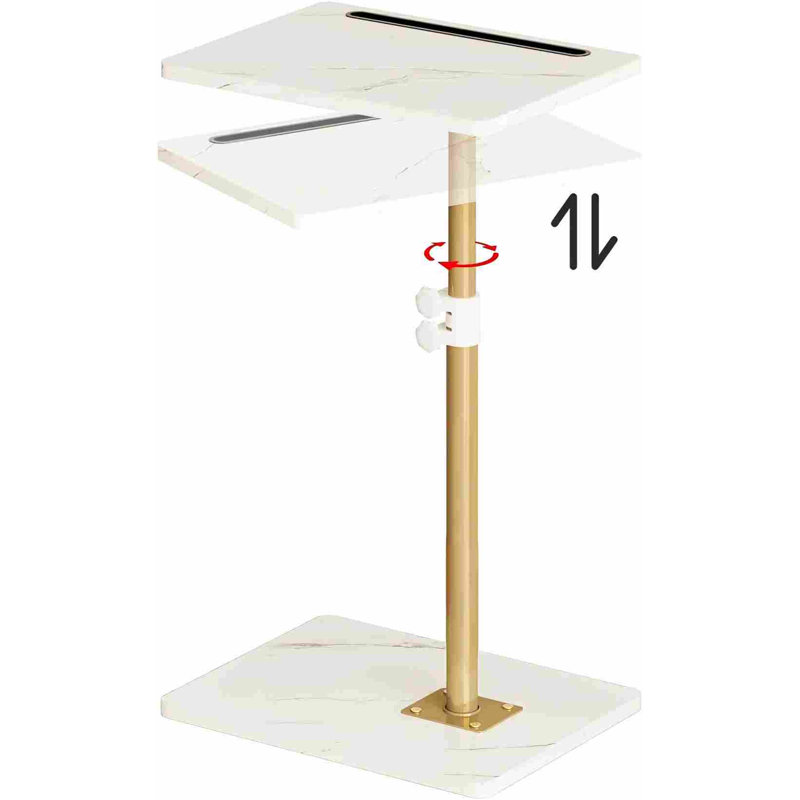 Table d'appoint pivotante à 360° et réglable en hauteur pour accoudoir de canapé, petite table d'appoint pour les collations