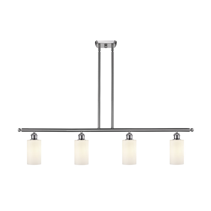Luminaire suspendu pour îlot de cuisine 4 lumières Cloverdale, Blanc mat, Ampoule non incluse, Nickel satiné brossé
