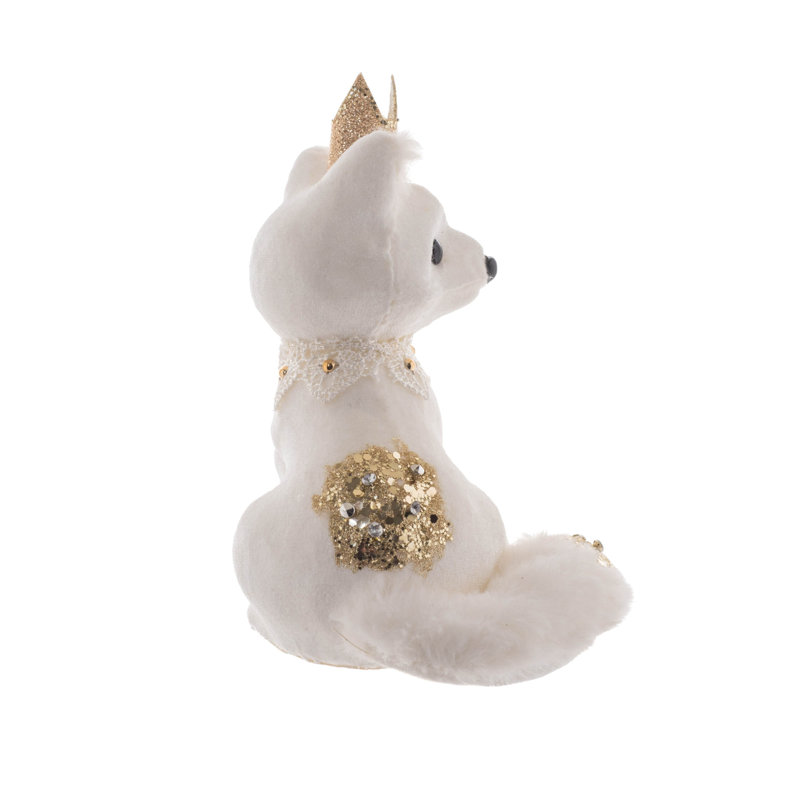 Tissu blanc / or Princess Fox avec couronne