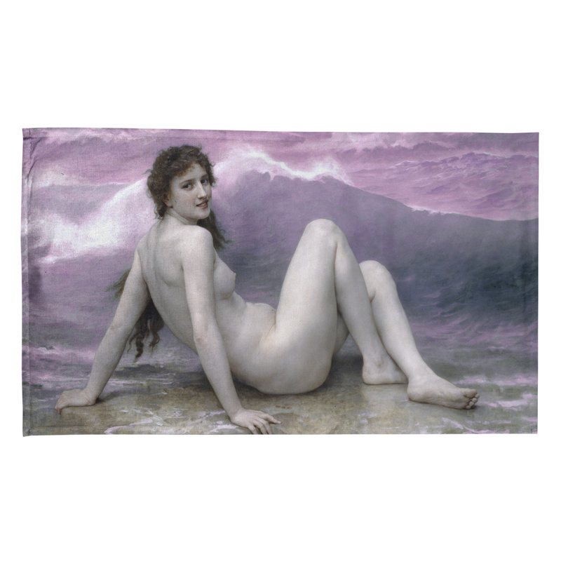 La serviette à thé The Wave par William Adolphe Bouguereau, Polyester sergé, Rose