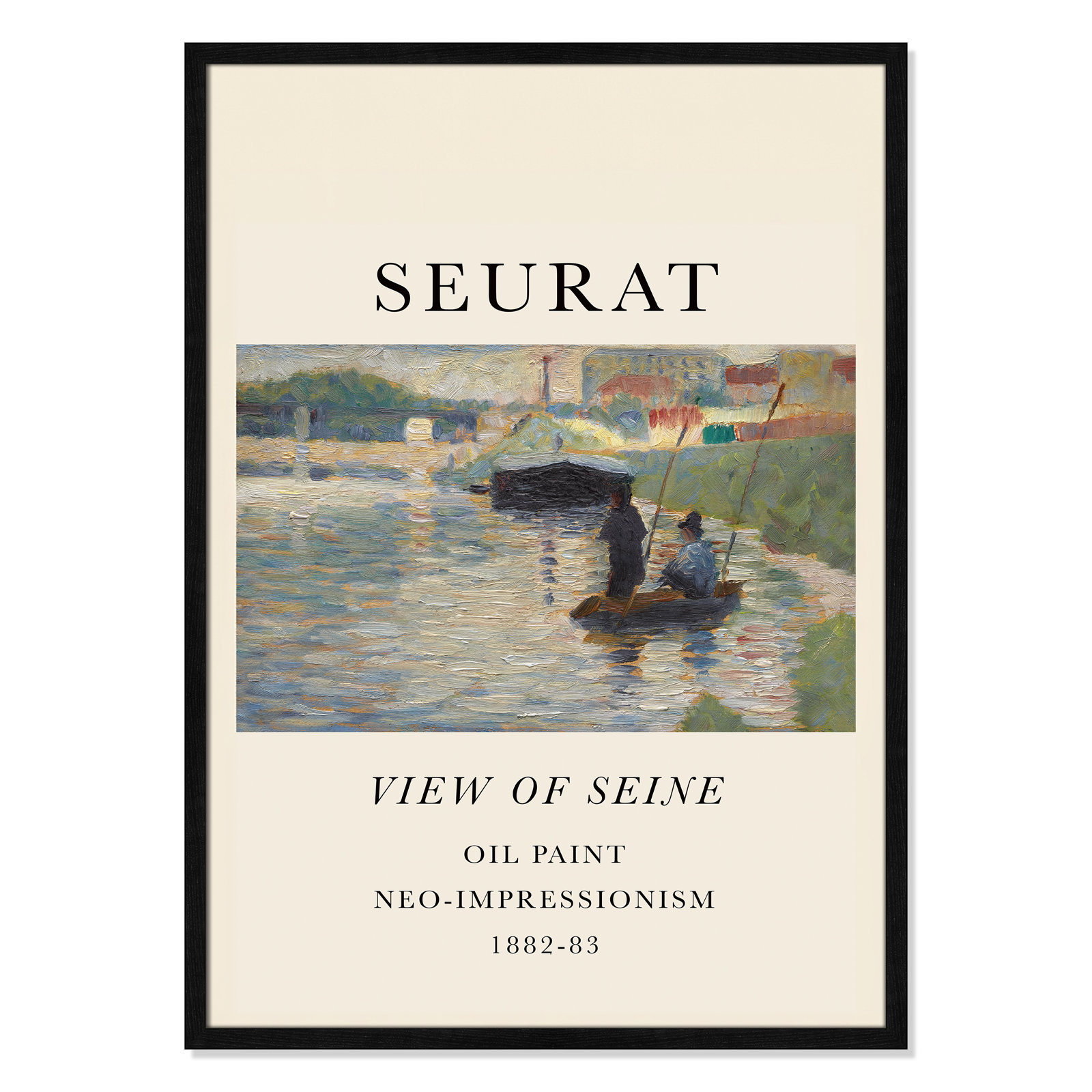 View Of Seine by Georges Seurat, No, Black Single Picture Frame, 35.5" H x 25.5" W x 0.75" D