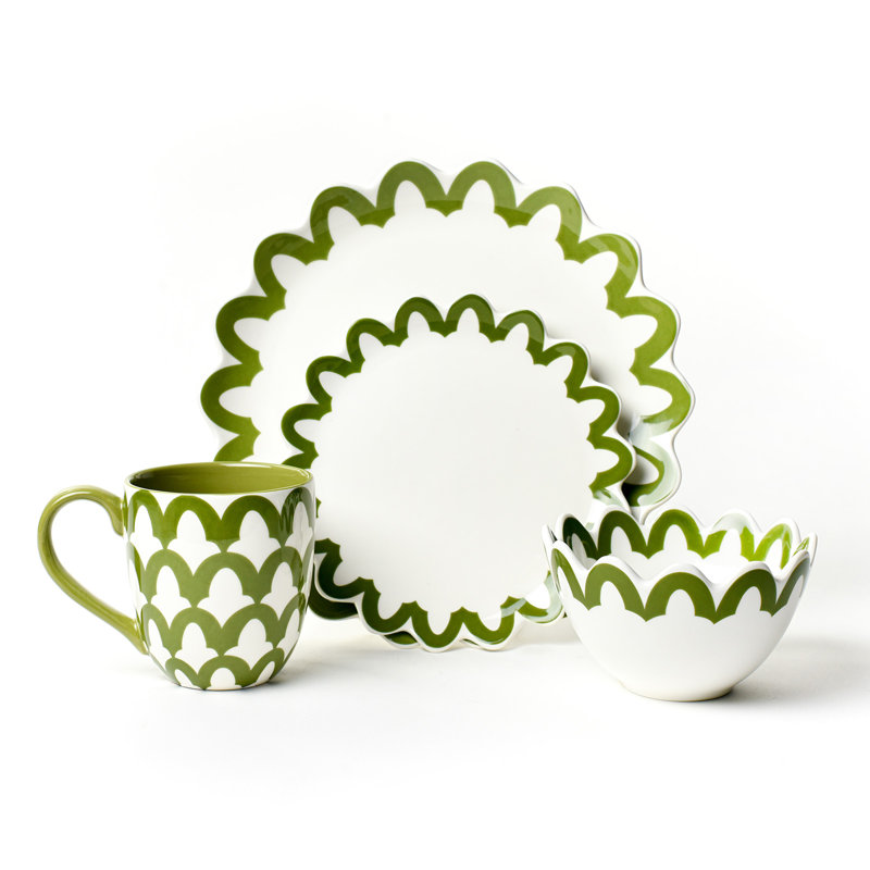 Service de table 4 pièces Olive Arabesque, Vert