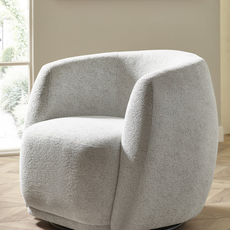 Upholstered Swivel Armchair, Cream