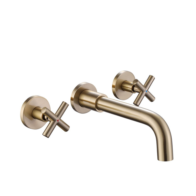 Wall Mounted Optional 2-handle Bathroom Faucet, Brushed Gold